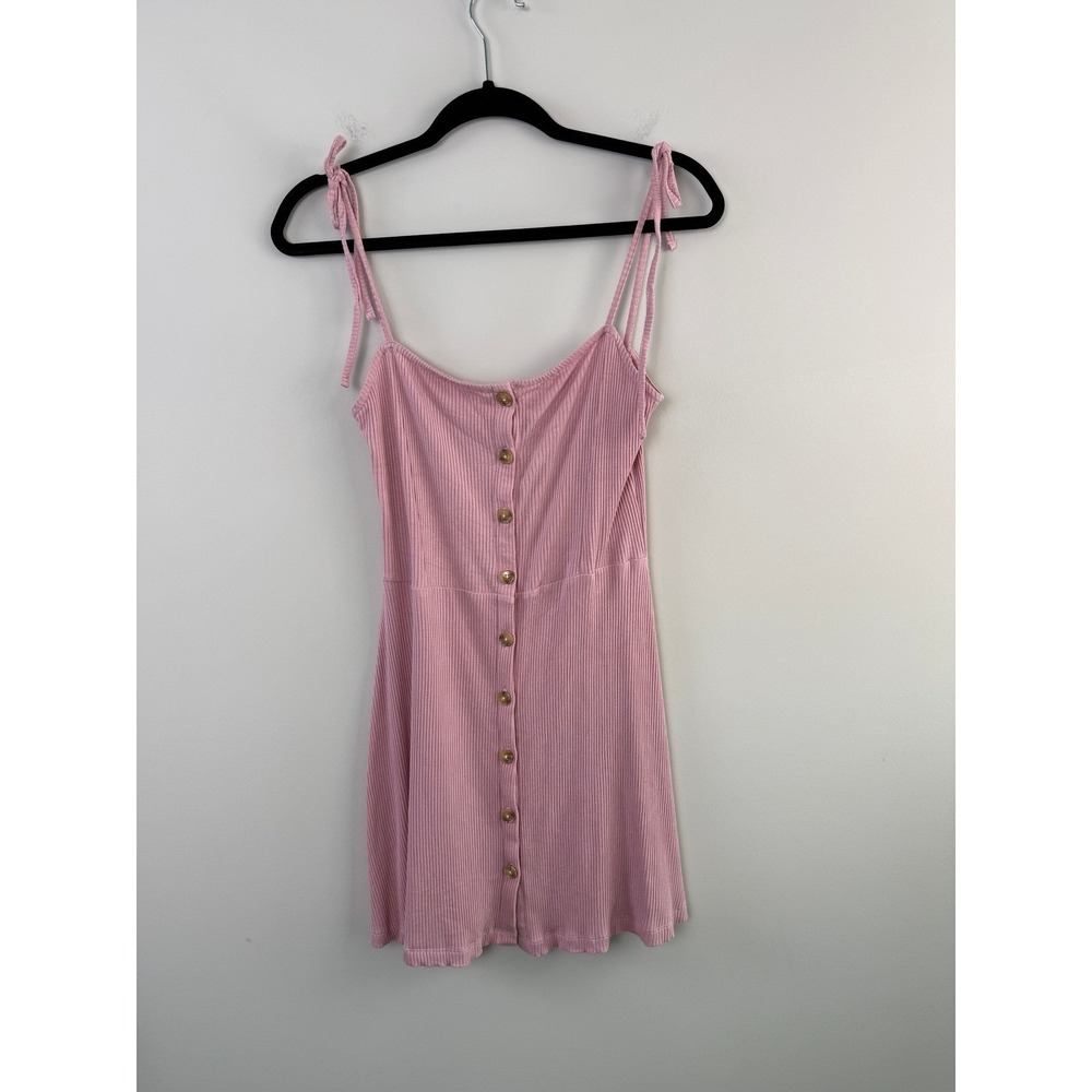 Topshop Button Down Ribbed Minidress Women's Size 6 Pink‎ Fit and Flare